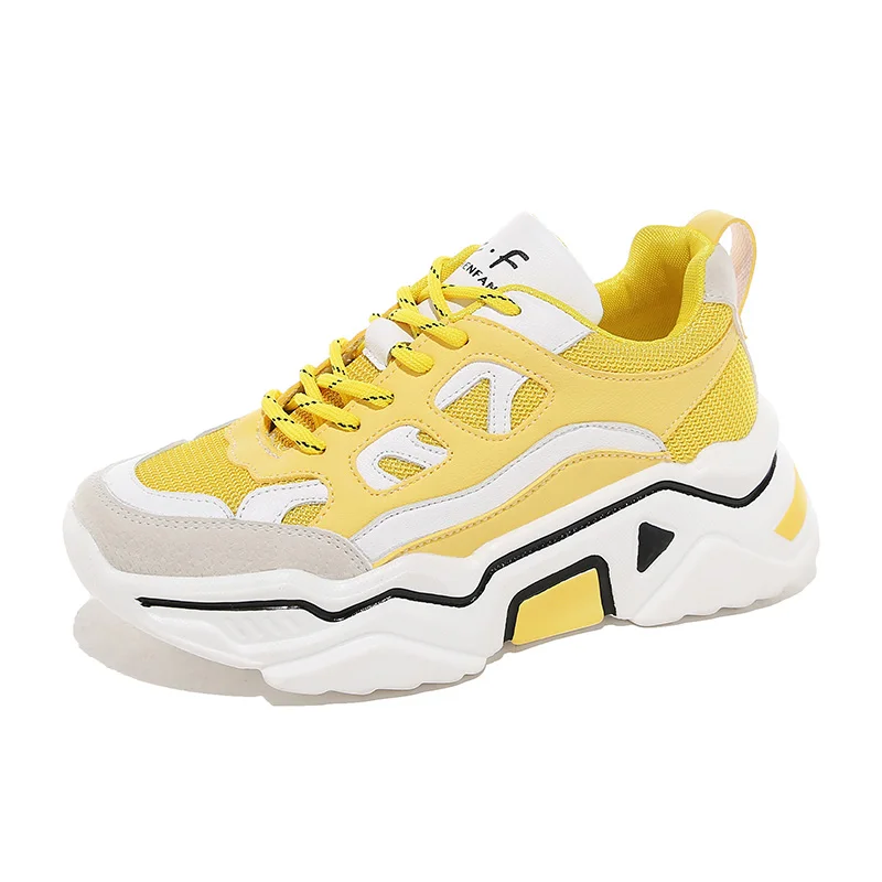 ADBOOV Thick Sole Platform Sport Shoes Woman Fashion Women Sneakers Chaussures Femme - Цвет: Цвет: желтый