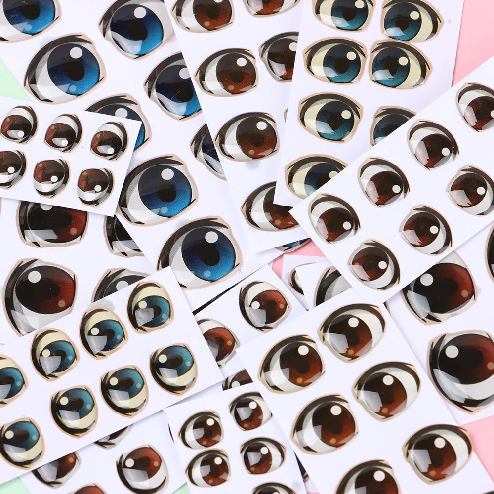 

10 Pair Cartoon Crystal Eyes Stickers For Boy Girl Doll Eyes Accessories Anime Figurine Doll Face Organ Paster Eye Chips Paper