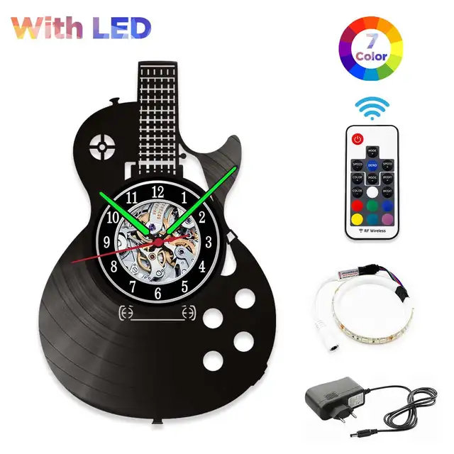 MCDFL Vinyl Record Wall Clock Modern Design Home Living Room Decoration Watch Clocks Object House Minimalist Decor Accessories W008-With LED