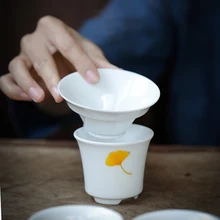 LUWU расписанные вручную керамические чайные ситечки gingko китайские чайные аксессуары