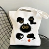 Cute Tote Bag Animals Black Cat Print Canvas Bag Eco Shopping Bag Daily Use Foldable Handbag Large Capacity Canvas Tote Women ► Photo 1/6