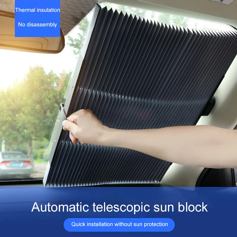 

46/65/70/80cm Car Sunshade Retractable Windshield Anti-UV Car Window Shade Car Front Sun Block Foldable Summer Car Shade