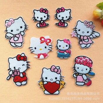 

50pcs/lot Embroidery Patches Clothing Decoration Animal Cute Cat Accessories Shirt Biker Diy Iron Heat Transfer Applique
