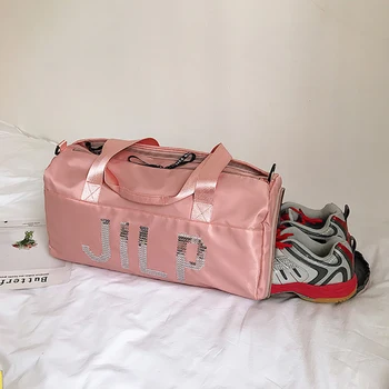 

Sequins Letter Fitness Bag Dry And Wet Separation Waterproof Sports Bag Shoulder Messenger Bag Couple Travel Handbag Shoe