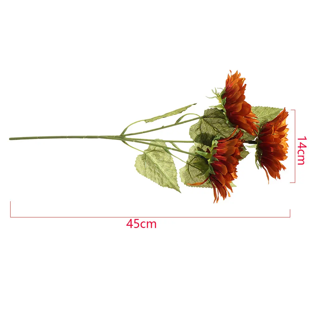Silk Artificial Flowers Bouquet Autumn Decoration 3Heads Yellow Sunflower For Home Decoration Office Party Garden Decor