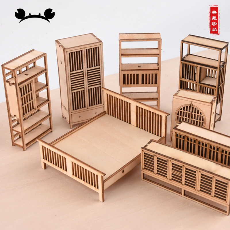 1 шт. 1:25 Minature мебель в китайском стиле наборы модель здания миниатюрный деревянный цвет мебель стул полка детский Кукольный домик