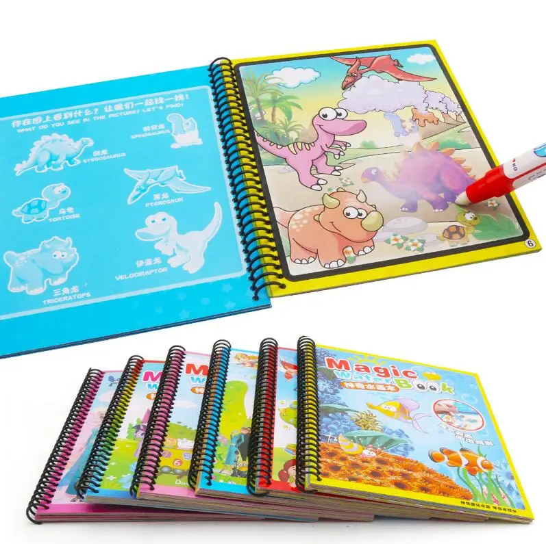 Монтессори раскраска каракули и волшебная ручка живопись доска для рисования детей игрушки волшебная вода рисование книга подарок на день рождения GYH