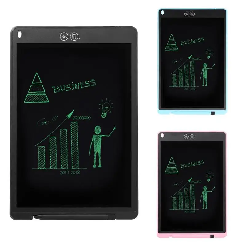 

12 inch LCD Writing Tablet Pad E-writer Board with Partial Delete Function 400G Input Pressure Built-in Button Battery Kids Gift