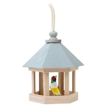 

Hanging Bird Feeder Bird House Shaped Garden Outdoor Birdhouse Wooden Parrots House Garden Nest 20x13.7x20.5cm TB Sale