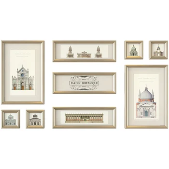 

9pcs/set Vintage Style Wall Hanging Artworks Frames Set Huge Wooden Photo Frames Family Wedding Picture Frames Porta Retrato 5