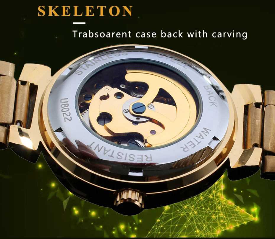 Forsining Blue Ocean Middle East Luxury Design Golden Stainless Steel Mens Watches Top Brand Luxury Automatic Wrist Watch Clock