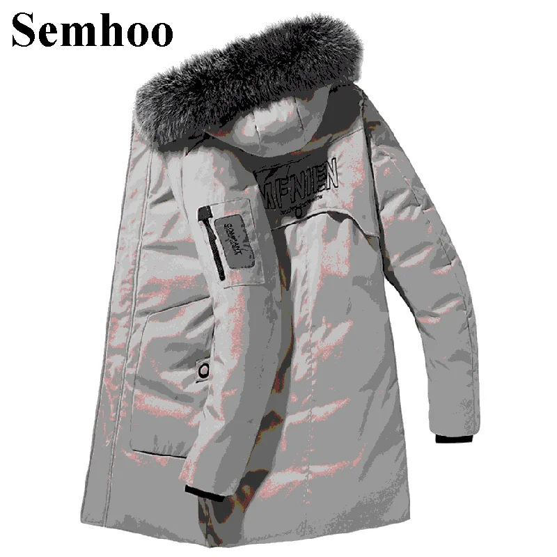 Winter New Men's Hooded Down Jacket Long Casual Slim Thick Warm Jacket Simple Men's Coat Parkas Plus Size S-3XL