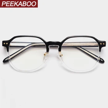 

Peekaboo transparent big glasses women optical black grey retro square eyeglasses for men tr90 frame korean style clear lens