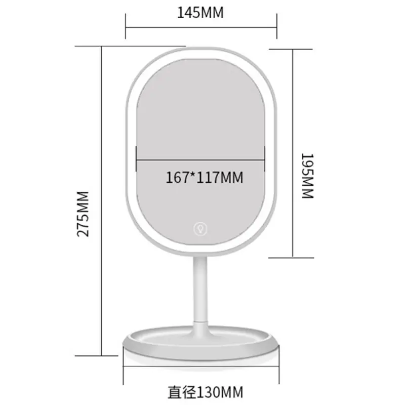 LED Lights Desktop Makeup Mirror USB Chargeable 180 Free Degree Rotation Portable Touch Screen Switch Dimmable Tabletop Cosmetic