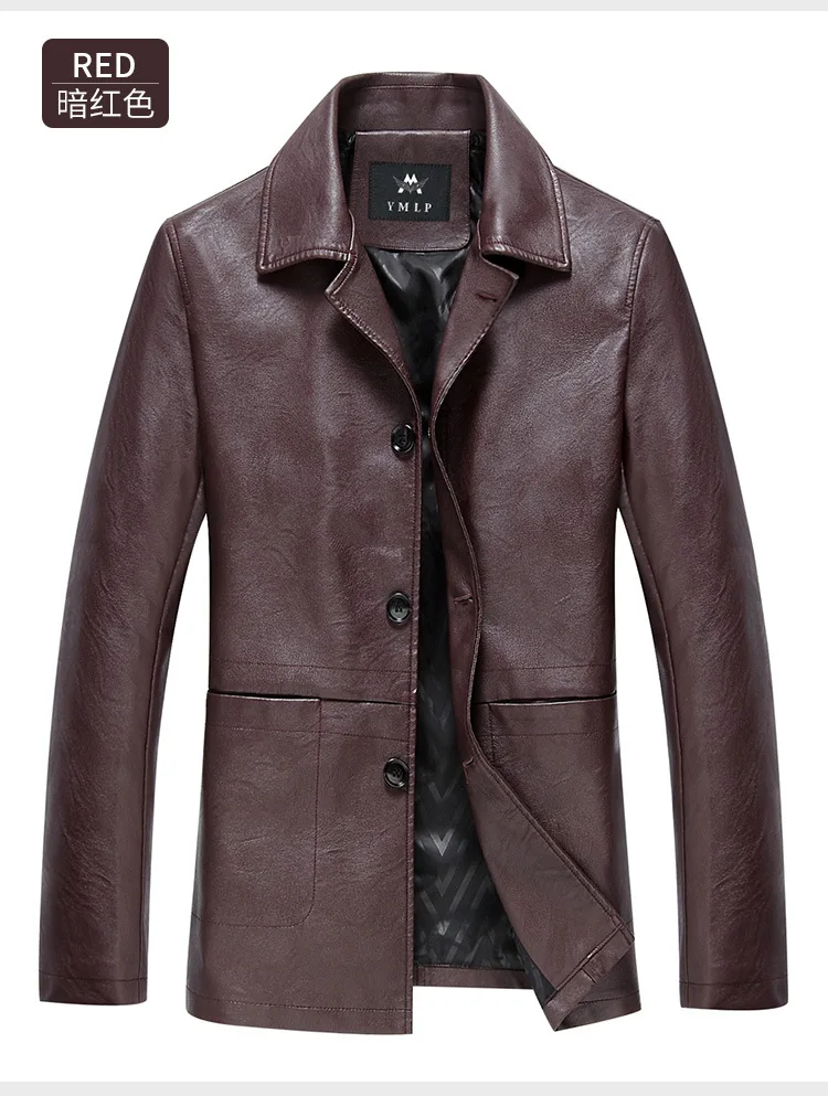 Spring And Autumn New Style MEN'S Leather Coat Middle-aged Casual Leather Jacket Men'S Wear