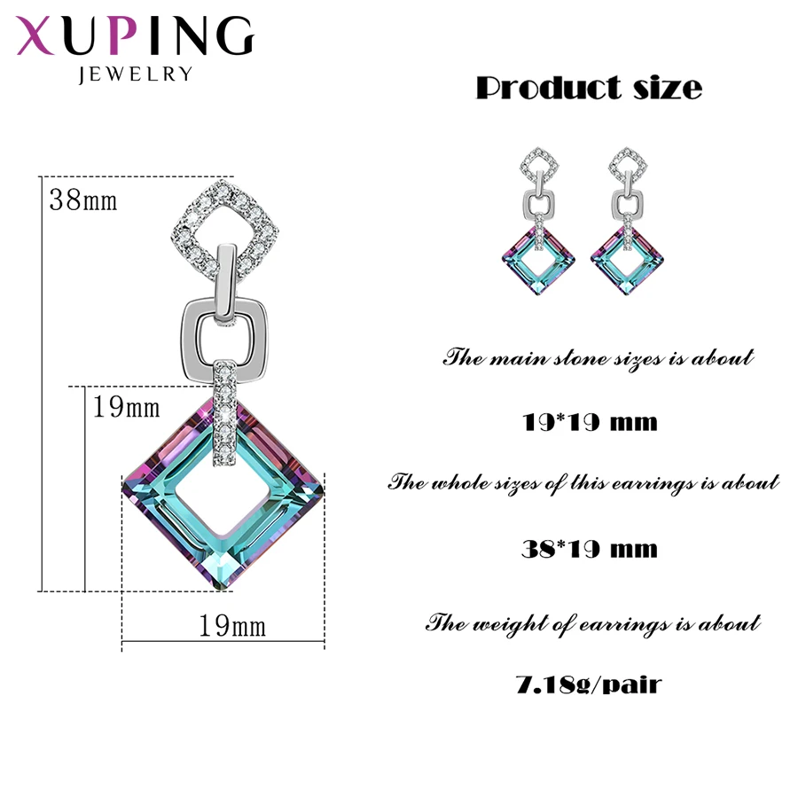 Xuping, изысканные цветные серьги, высокое качество, кристаллы от Swarovski, цветное покрытие, для женщин, подарок на день Святого Валентина, S89-202