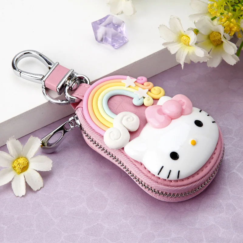 Новая сумка для ключей Hello Kitty, модная Милая кожаная сумка для хранения ключей, высокое качество, чехол для хранения автомобильных ключей