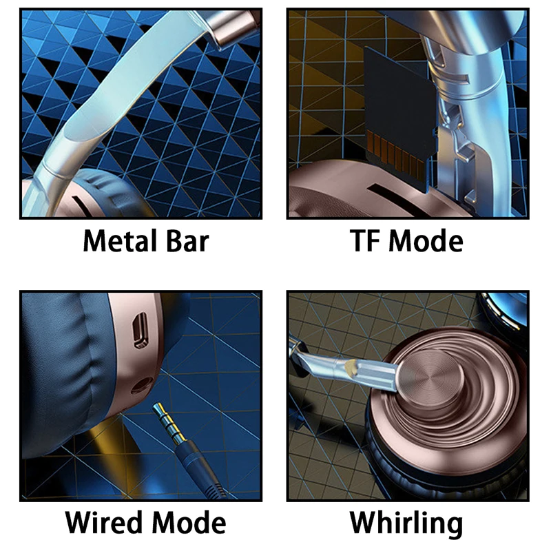 Wireless Headphones Bluetooth 5.0 Headset with Mic Over Ear Sports Running Earphone Support SD card  for Phone Pc Lattop Mp3 TV