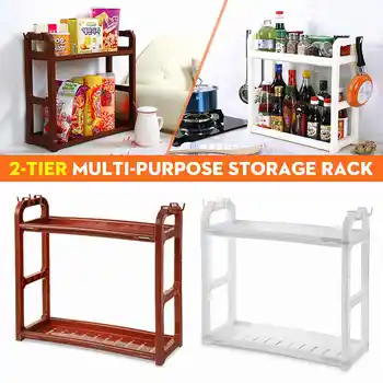 

Multifunctional Kitchen Storage Rack Kitchen Utensils Rack Spice Jar Bottle Bathroom Storage Holder Shelf Organizer With Hook