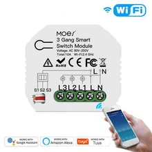 Maison intelligente 3 gangs bricolage WiFi 2 voies lumière LED gradateur Module commutateur vie intelligente/Tuya APP télécommande travail avec Alexa Google Home