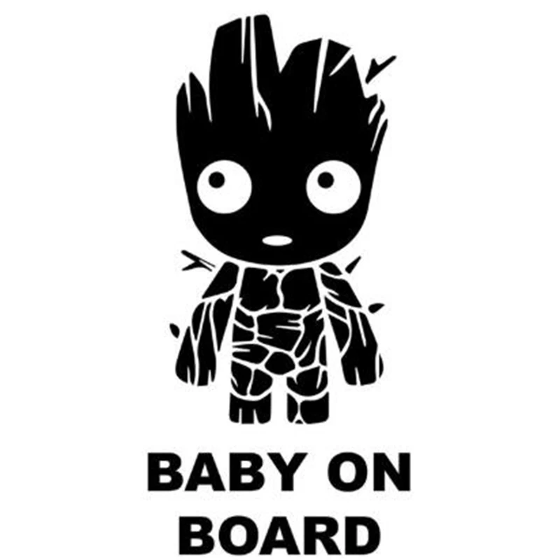 Черная/Серебристая Милая наклейка Groot Baby On Borad виниловая забавные наклейки