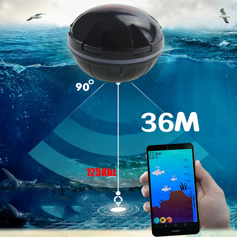 Erchang F3W портативный рыболокатор на русском, Bluetooth, беспроводной эхолот, эхолот для рыбалки, озера, моря, рыбалки, IOS и Android