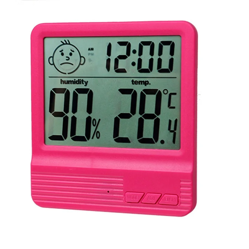 ЖК-цифровой измеритель температуры и влажности-2-1 крытый Открытый гигрометр термометр метеостанция с часами - Цвет: CX-301B Red