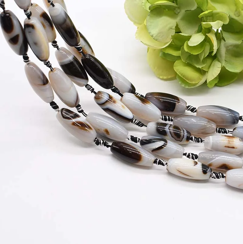 2strands/lot Natural ivory pattern Agate Oval loose beads For DIY Bracelet Necklace Jewelry Making Strand 15