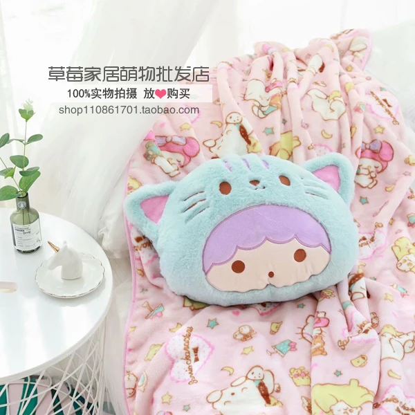 С принтом «Hello кitty» MyMelody Cinnamoroll PomPomPurin маленький Две звезды Подушка Одеяло 2 в 1: складной, стеганый Одеяло Наволочка на диванную подушку, декоративная подушечка