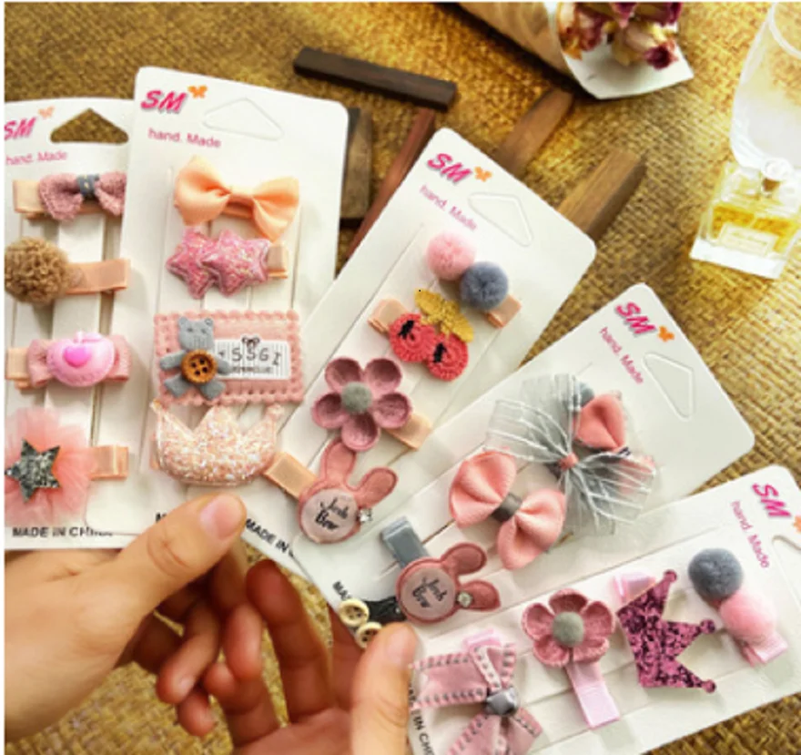 

Korean hairpin cute little girl headdress set children's hair accessories bow side clip accessories