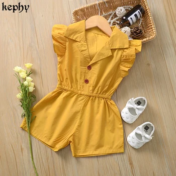 

Children's Suit Colla Solid Color Girls Spring And Summer Children's Short-sleeved Clothes Jumpsuit