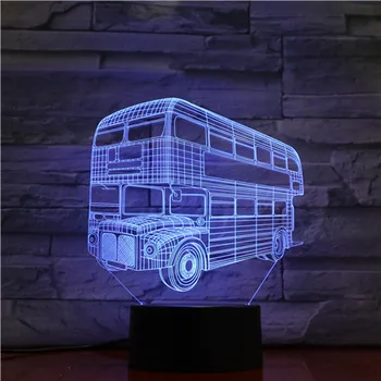 

Double-decker Bus 3D Lamp Nightlight Battery Operated Multi-color with Remote Led Night Light Lamp Pretty Gift for Teenager