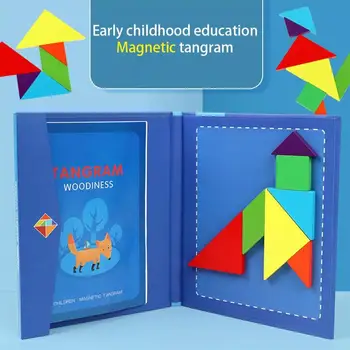 

Magnetic Tangram Puzzle Toys Wooden Colorful Jigsaw Early Educational Game Children Gifts Tangram Toy
