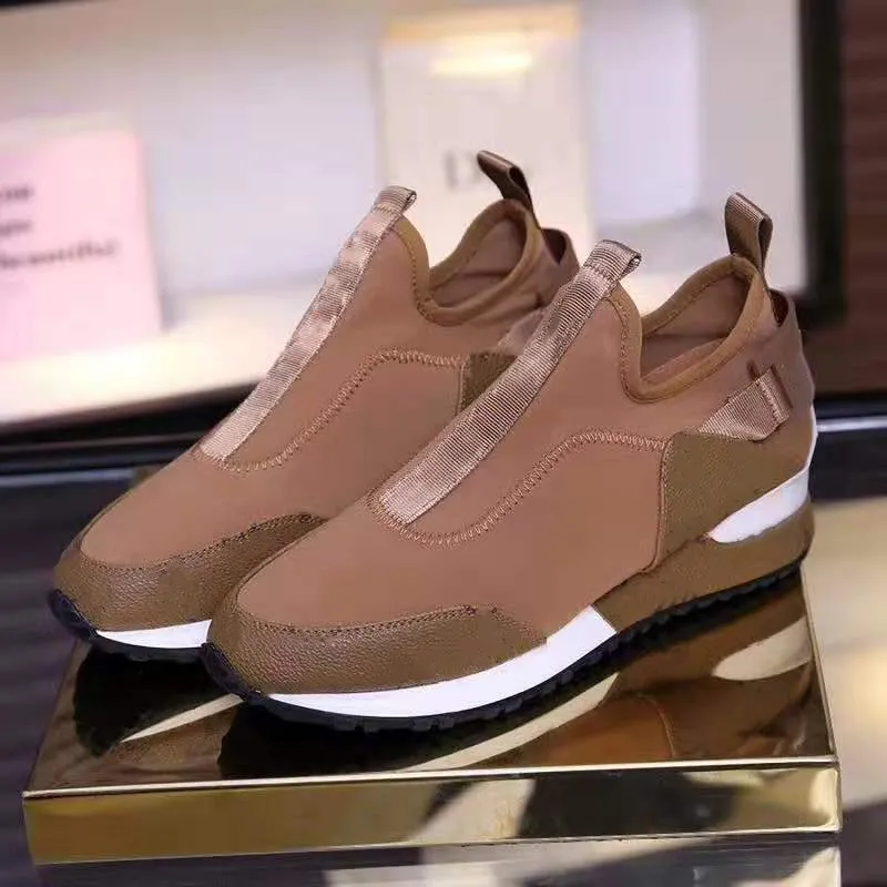 

wholesale okkdey New designer Lycra stretch joint leather Shoes soft Sneakers slip on Shoes For Men women with box size 35-46