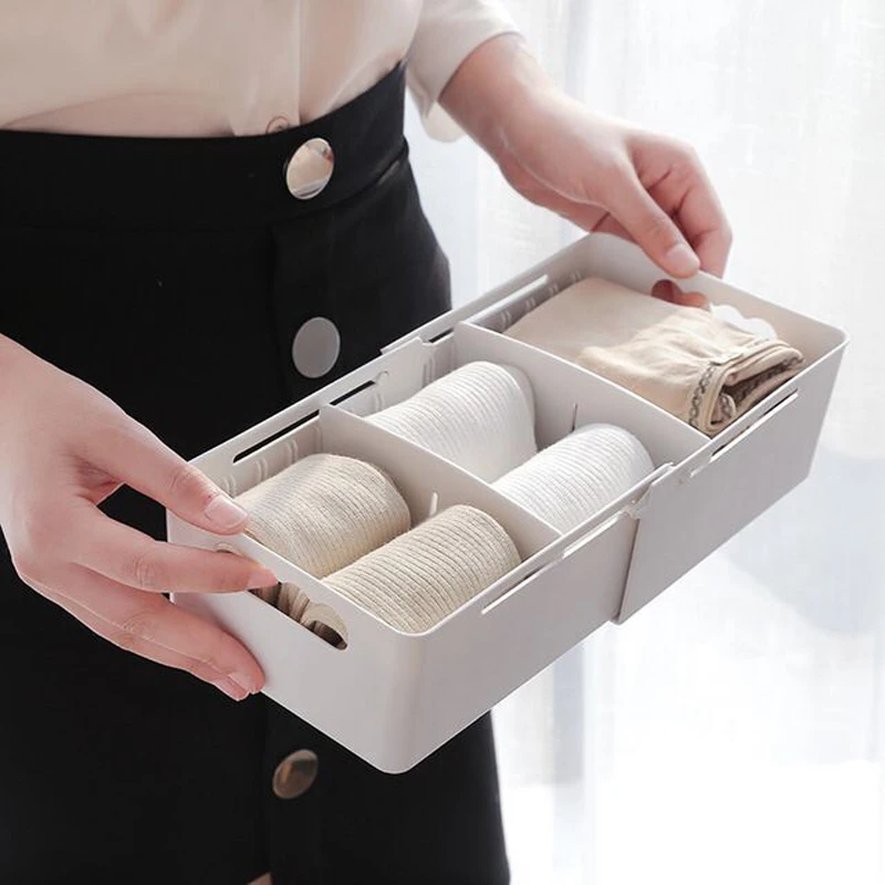 

Plastic Makeup Organizer Cosmetics Storage Container Retractable Drawer Home Office Desktop Sundries Socks Storage Box