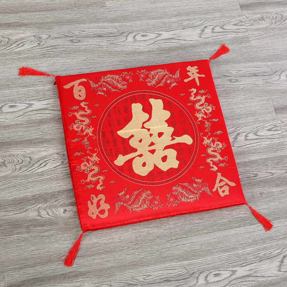 Washable Chinese Red Embroidery Seat Cushion New Year Wedding Gifts Thicker Seat Pad Chair Cushion Kitchen Office Soft Patio Pad 