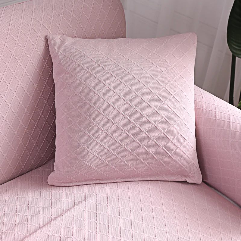 SunnyRain 1-Piece Jaquard Pink Sofa Cover for Living Room Stretch Sofa Covers I Shaped Sofa Slipcover Couch Sovers for Sofa