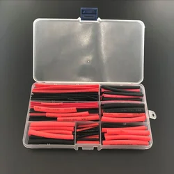 1 conjunto = 150 pces 7.28m preto e vermelho 2:1 sortimento tubo tubo de psiquiatra calor cabo do carro sleeving envoltório fio kit