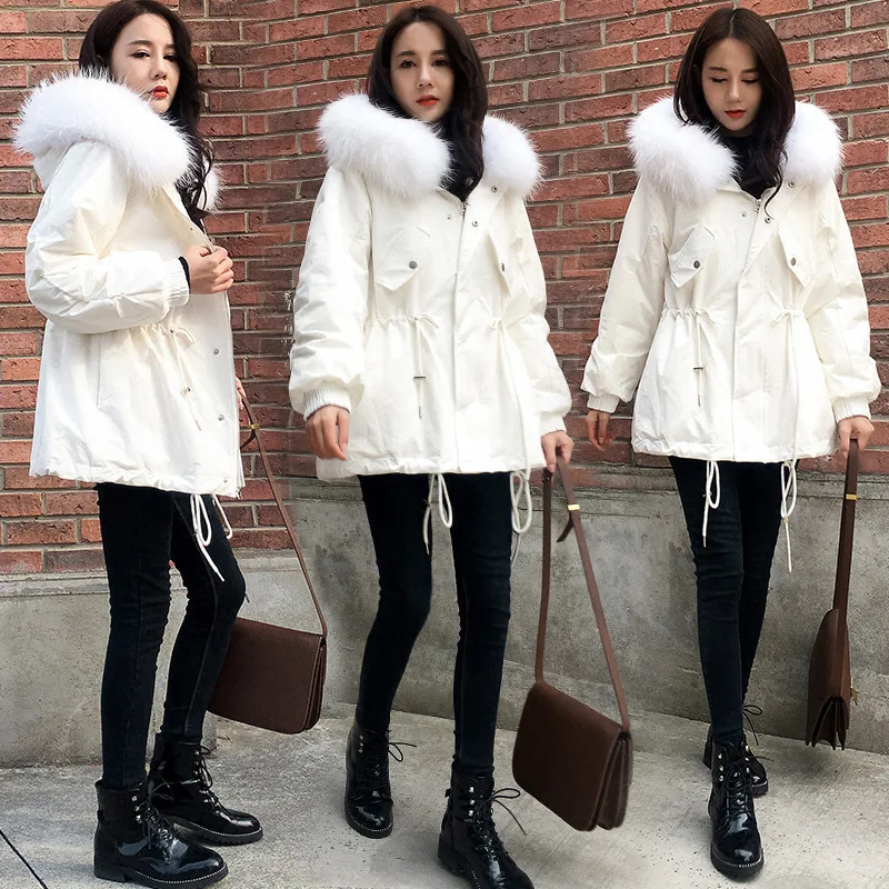 

Cotton-padded Jacket Women's 2018 New Style off Season Coat Winter Women's Thick Fur Collar Short Short-height Mid-length Cotton