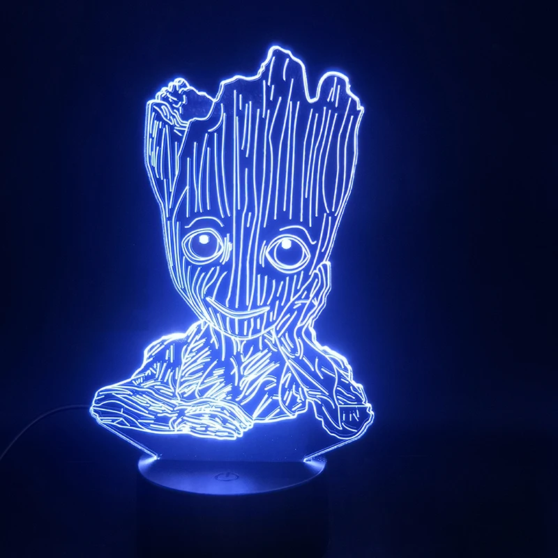 3D Lamp Guardians of The Galaxy Groot Best Present for Children for Indoor Bright Base Atmosphere Usb Led Night Light Lamp