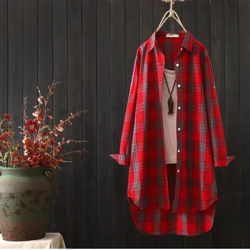 Plaided Long Sleeve Casual Tops