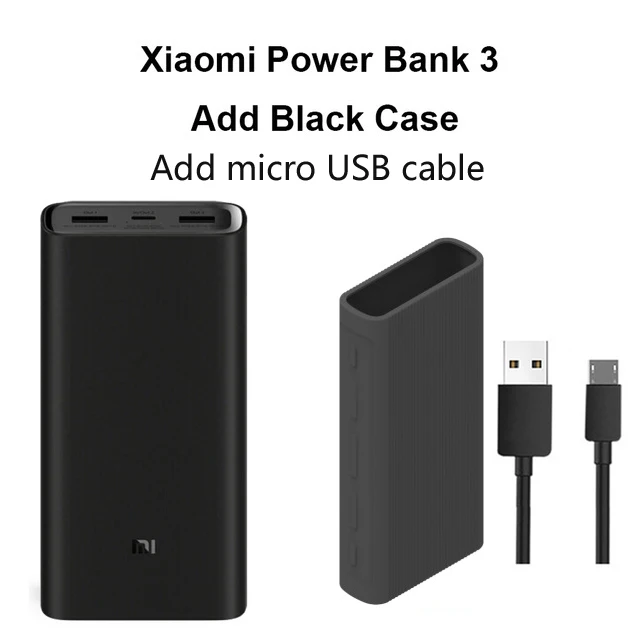 Add case Micro USB Xiao mi power Bank 3 20000 мАч mi power bank USB-C 45 Вт портативное зарядное устройство Dual USB power bank для ноутбука смартфона - Цвет: Add case Micro USB
