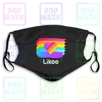 

Likee App Funny Heart Cool Graffiti Washable Reusable Mask with 2Pcs PM2.5 Filters 5 Layers