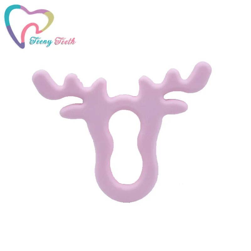 2 PCS Elk Silicone Rodent Deer Teether Cartoon Diy Pacifier Clip Holder Chain Food Grade Silicone Moose Head Baby Teether