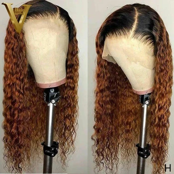 

Ombre 1b/30 Brown Honey Blonde Lace Front Human Hair Wigs Curly 360 Lace Frontal Wig Pre Plucked With Baby Hair 150 Density Remy