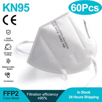 

60PCS FFP2 Face Masks CE 5 Layers Filter Anti-Pollution PM2.5 Protective Unisex Mouth Masks mascarillas masque ffp2 Kn95 masks