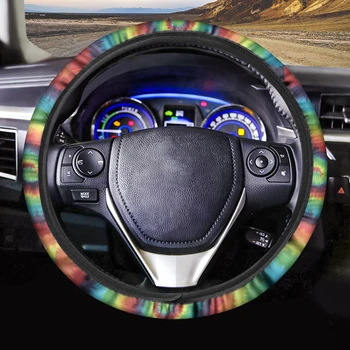 

INSTANTARTS Colorful Tie Dye Pattern Car Steering Wheel Cover Unique Design Steering Wheel Cover Steering Wheel Cover for Women