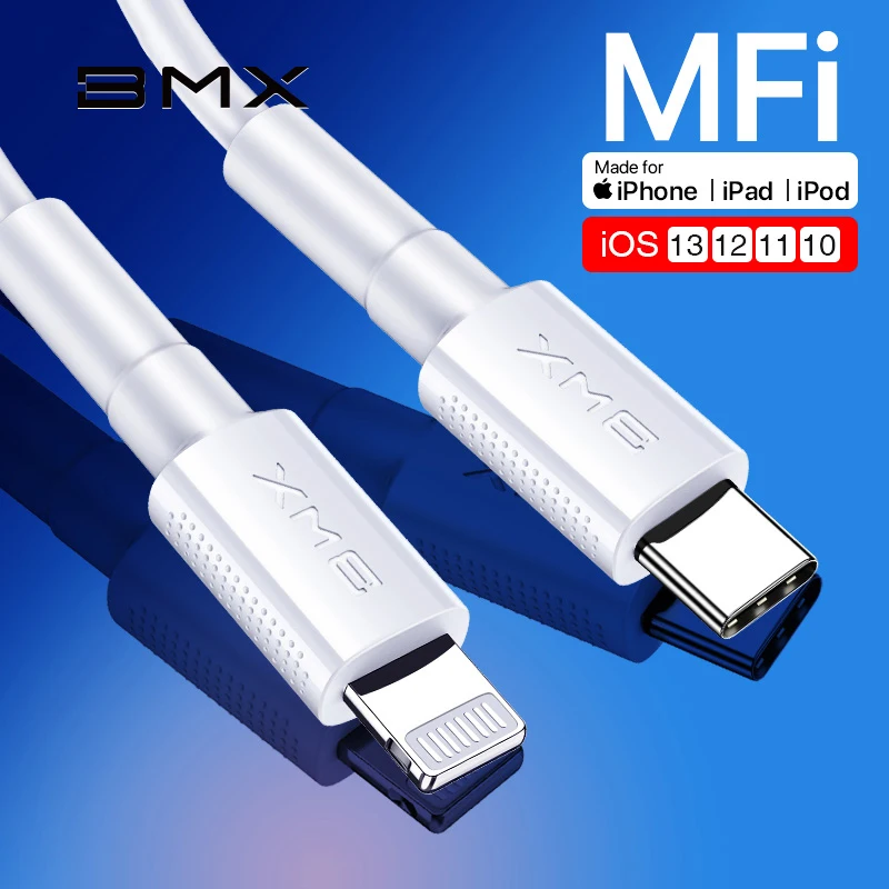 BMX MFi USB C to Lightning Cable for iPhone XR Xs Max 11 USB PD 18W Fast Charging USB Cable for iPh
