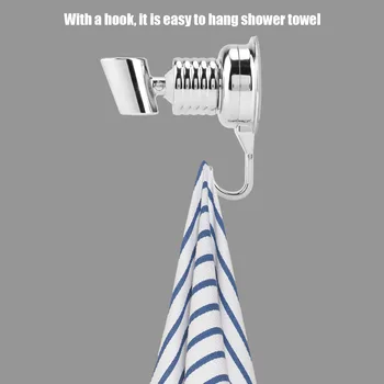 

Adjustable Strong Suction Cup Shower Head Holder with Towel Hook Bathroom Wall-Mount Bracket