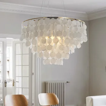 

Hot Modern Pendant Light Led Nature White Sea Shell Bulb Aisle Lamp Bedroom Lamp Indoor Home Lighting Light Fixture